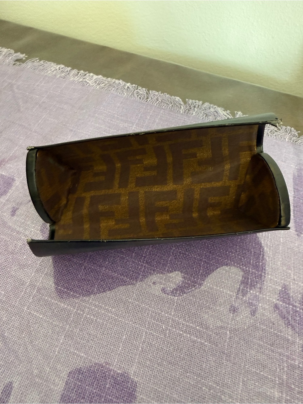 FENDI Sunglasses Eyeglasses Case Only FF Zucca Logo Interior Vintage Black Italy